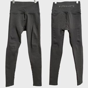 Alphalete Women's Amplify Contour Mid Rise Leggings Sz XS Dark Grey Yoga Workout
